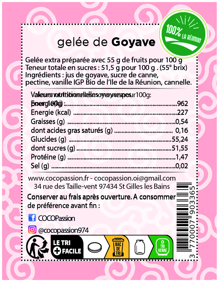 gelée de goyave gelée artisanale extra exotique coco passion l'atelier de haute confiture ile de la reunion