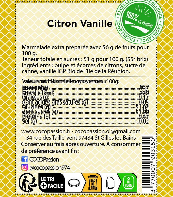 Marmelade Citron Vanille