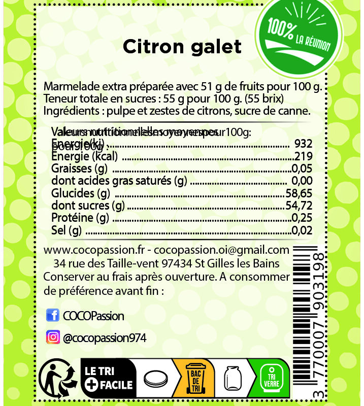 Marmelade Citron Galet