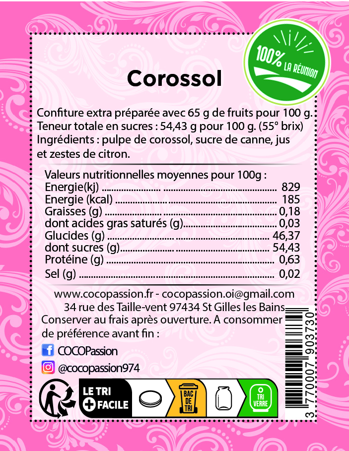 corossol confiture artisanale extra exotique coco passion l'atelier de haute confiture ile de la reunion