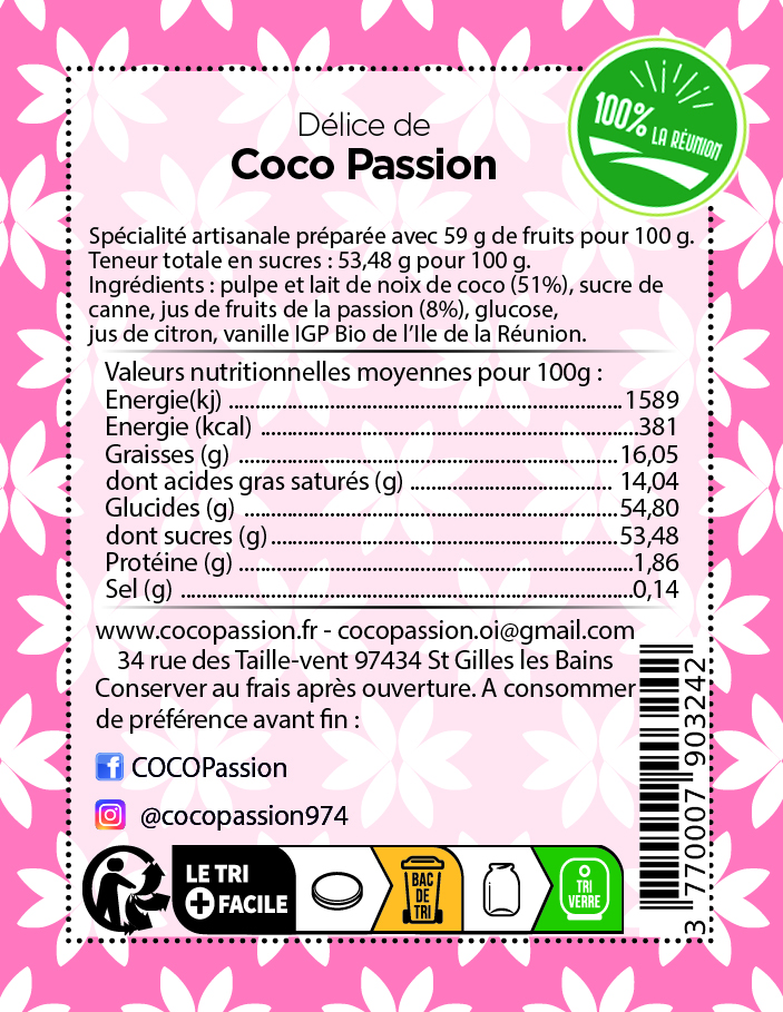 confit de coco passion préparation artisanale extra exotique coco passion l'atelier de haute confiture ile de la reunion