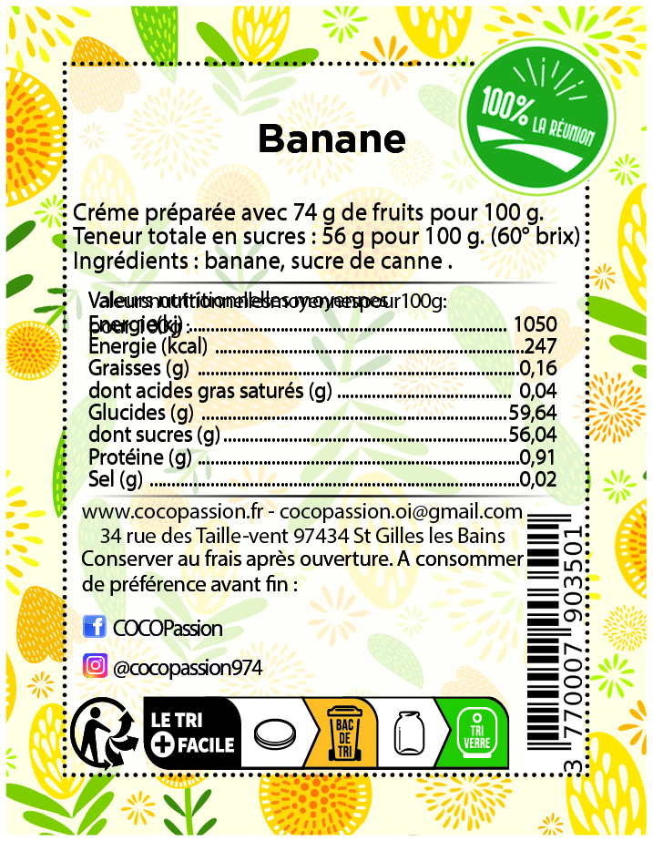 banane confiture artisanale extra exotique coco passion l'atelier de haute confiture ile de la reunion