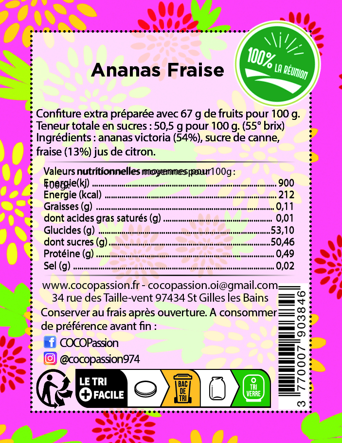 ananas victoria fraise confiture artisanale extra exotique coco passion l'atelier de haute confiture ile de la reunion