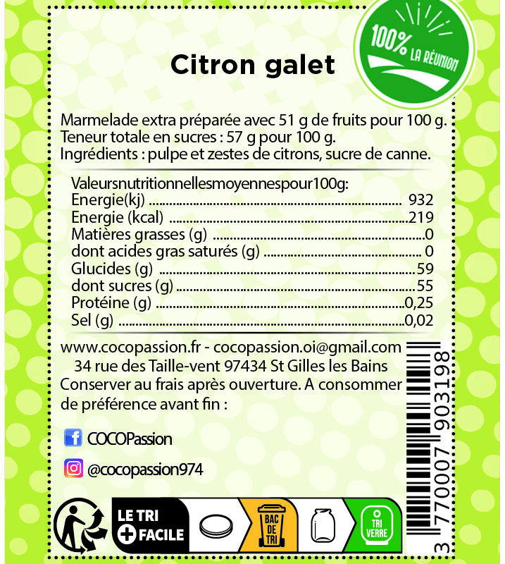 Marmelade extra / Citron Galet