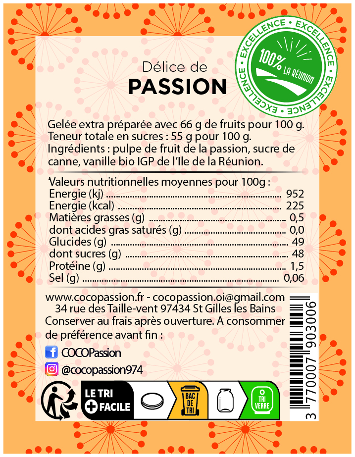 gelée extra de papaye confiture artisanale avec des fruits exotique coco passion l'atelier de haute confiture Île de la Réunion