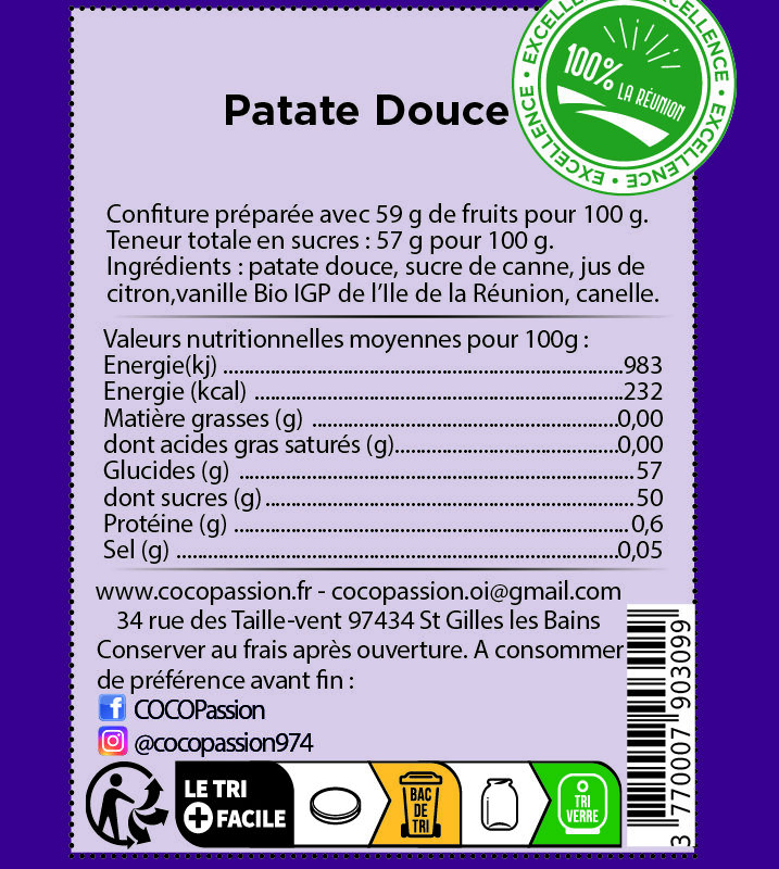 Confiture / de Patate Douce Blanche