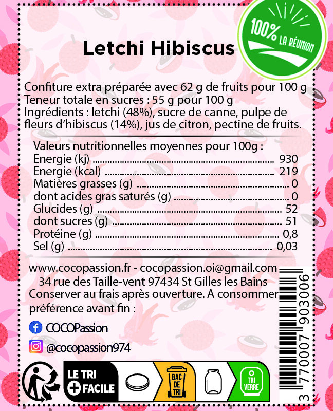Confiture extra / Letchi Hibiscus