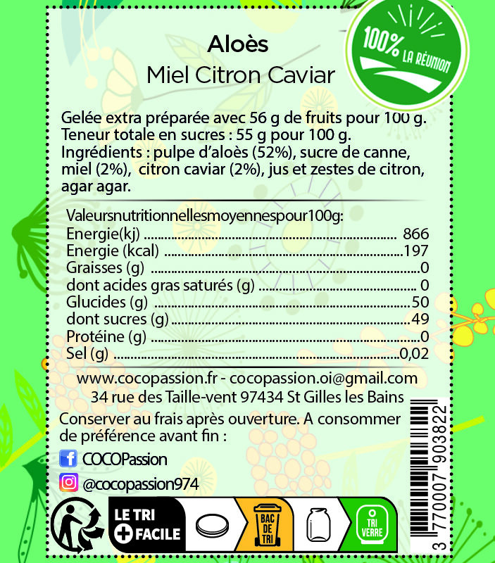 Gelée extra / Aloès Miel Citron caviar