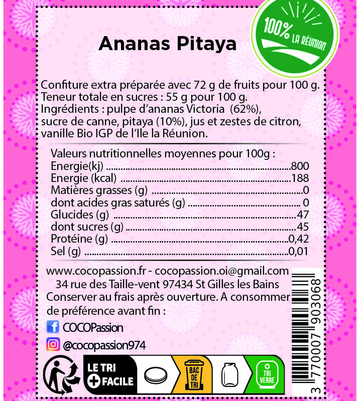 Confiture extra / Ananas Victoria & Pitaya