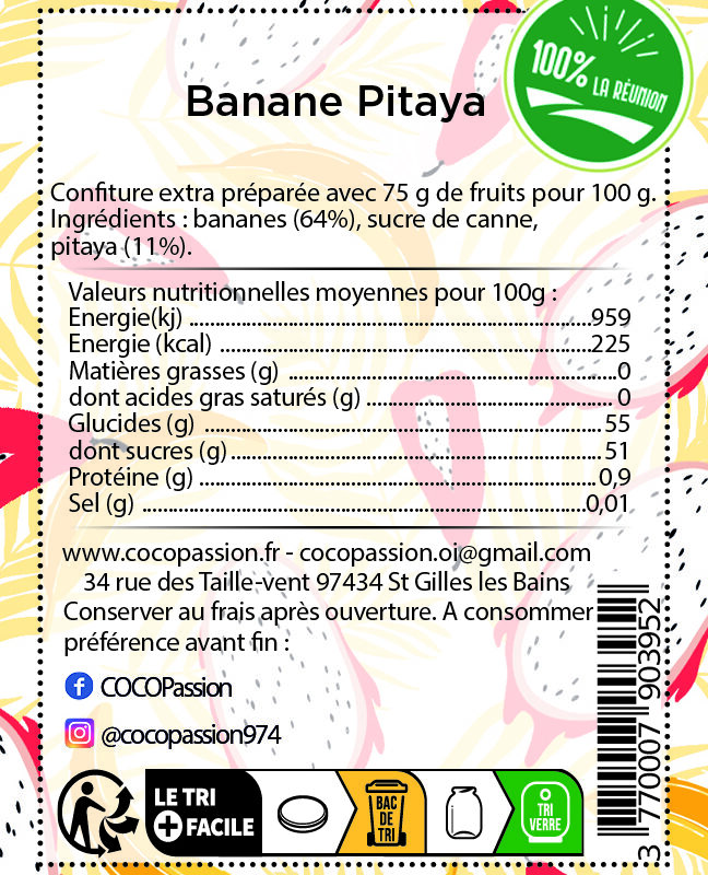Confiture extra / Banane Pitaya
