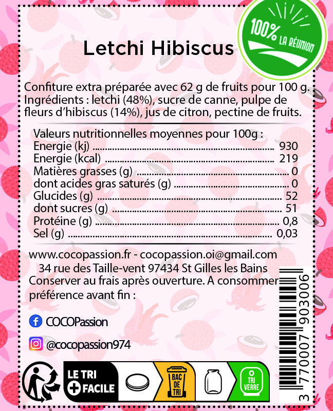 Confiture extra / Letchi Hibiscus