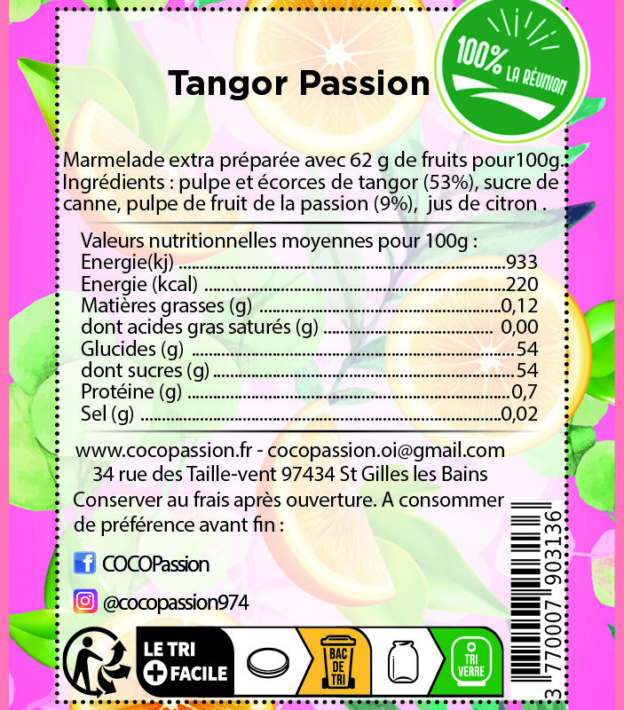 Marmelade extra / Tangor et Fruit de la Passion