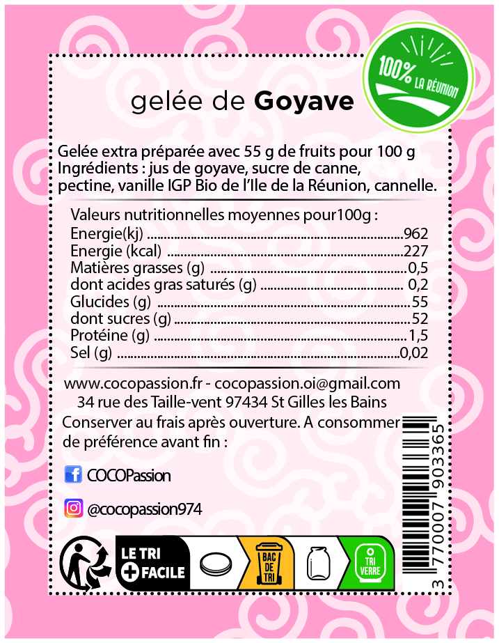 gelée extra de goyave confiture artisanale fruit exotique coco passion l'atelier de haute confiture ile de la reunion France