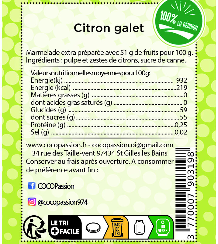 Marmelade extra / Citron Galet