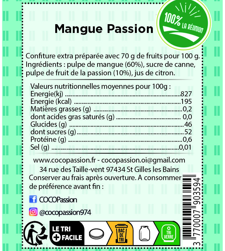 Confiture extra / Mangue et Fruit de la Passion