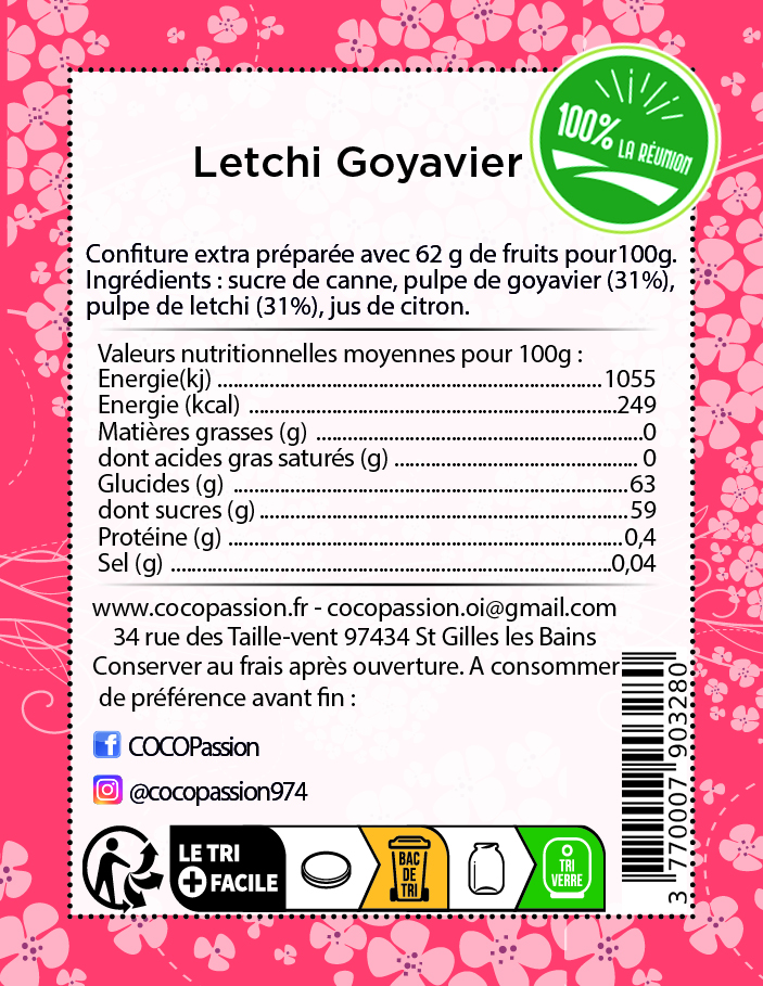 confiture extra de letchi goyavier confiture artisanale fruit exotique coco passion l'atelier de haute confiture ile de la reunion France
