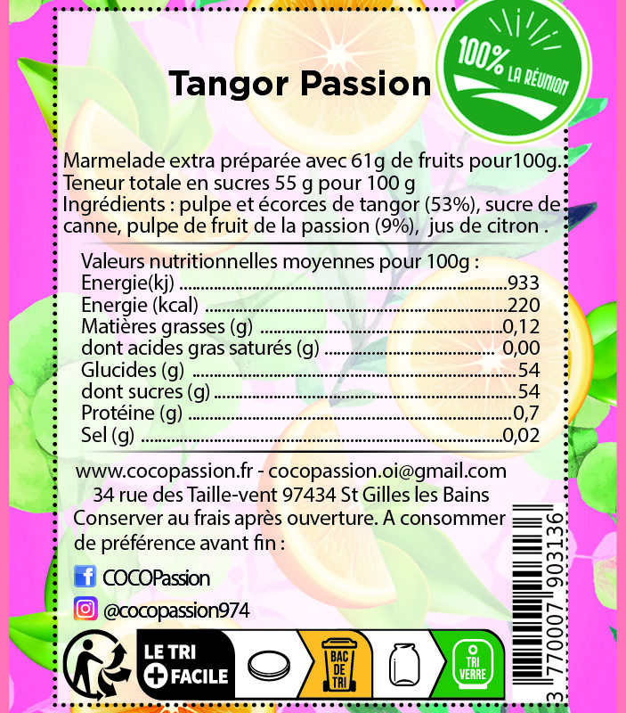 Marmelade extra / Tangor et Fruit de la Passion