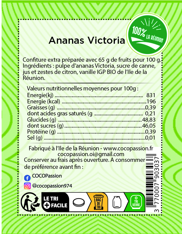 confiture extra d'ananas victoria confiture artisanale fruit exotique coco passion l'atelier de haute confiture ile de la reunion France