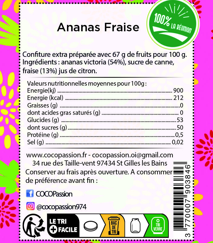 Confiture extra / Ananas Victoria et Fraise