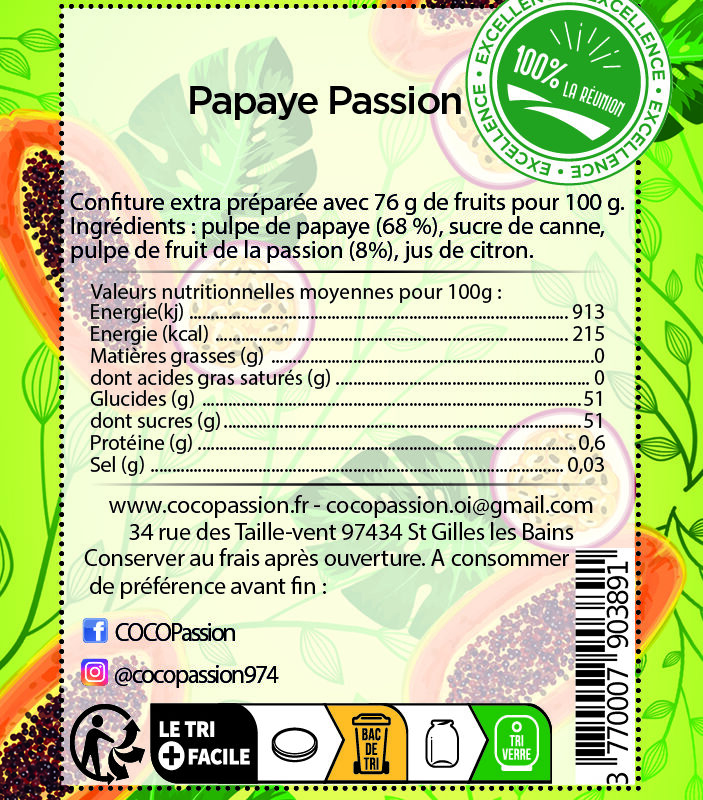 Confiture extra / Papaye & Fruits de la Passion