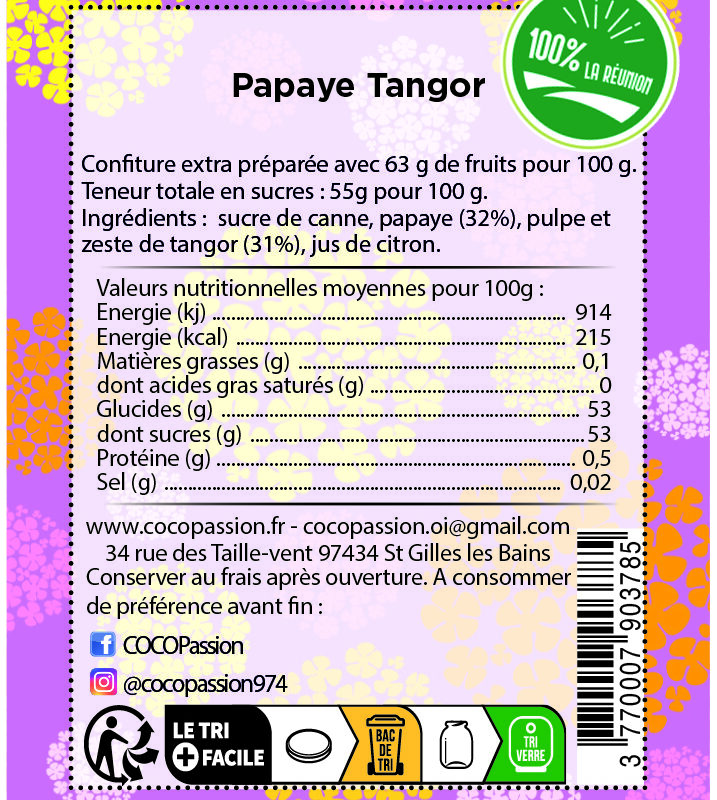 Confiture extra / Papaye Tangor