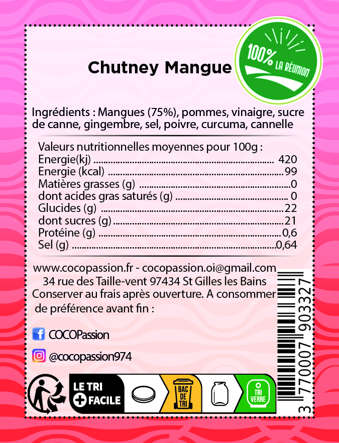 chutney de mangue confiture artisanale avec des fruits exotique coco passion l'atelier de haute confiture Île de la Réunion