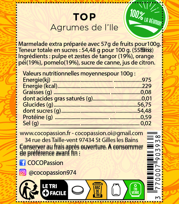 Marmelade d&rsquo;agrumes de l&rsquo;Ile de La Réunion « T.O.P »