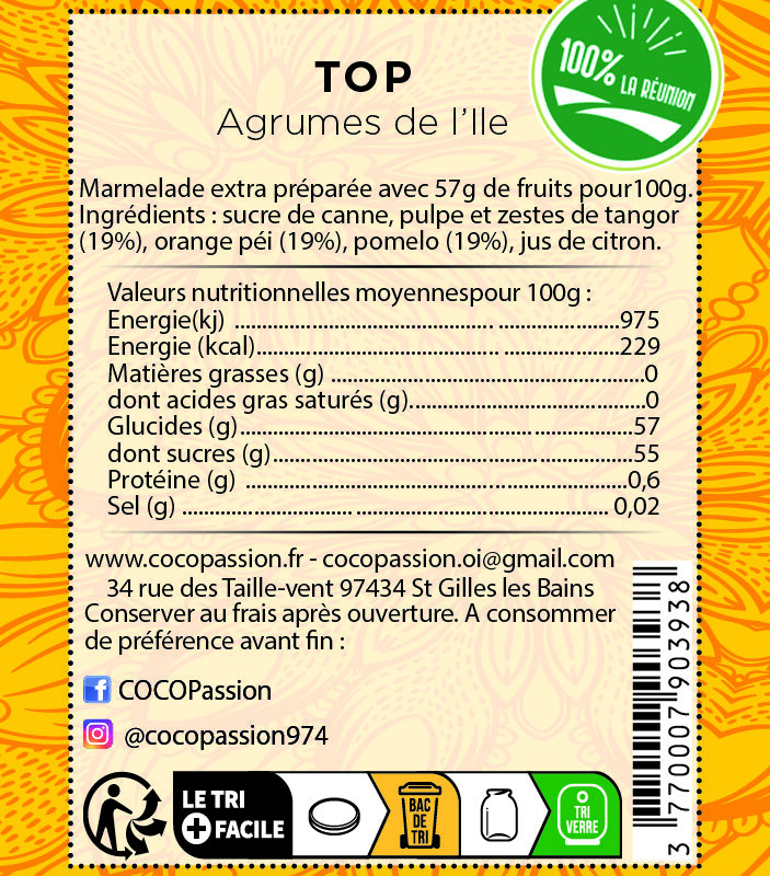 Marmelade extra / « T.O.P » agrumes de l’Ile