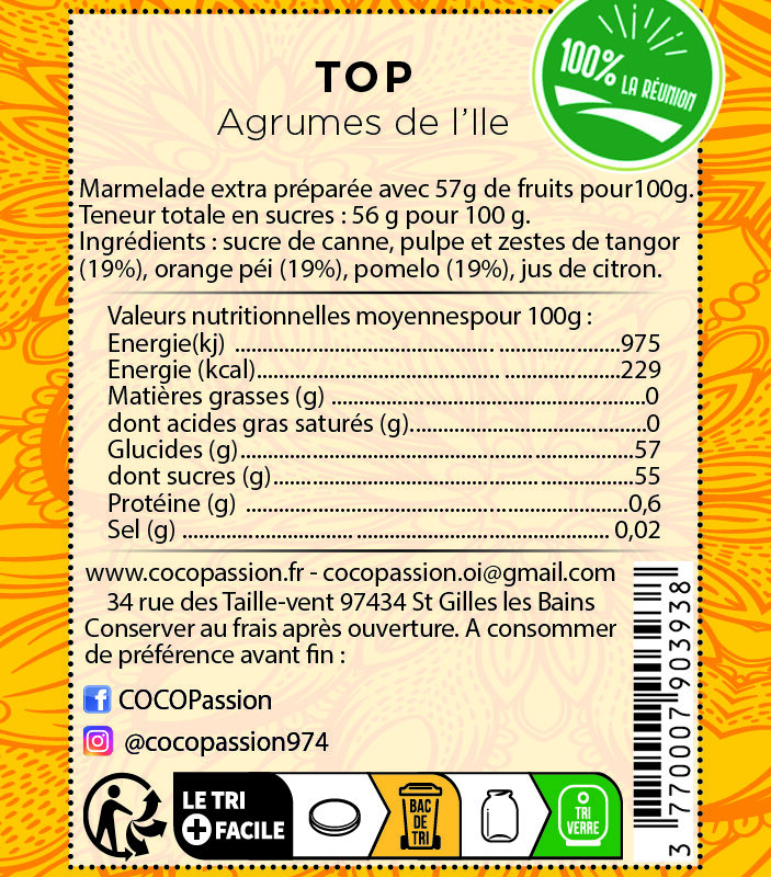 Marmelade extra / « T.O.P » agrumes de l’Ile