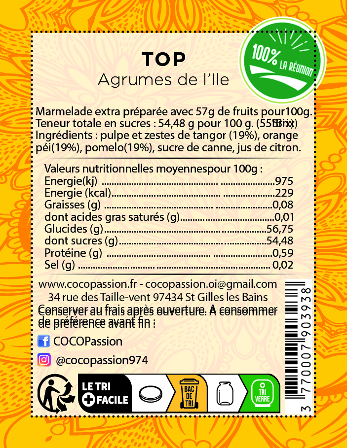 TOP Agrumes de l'ile marmelade artisanale extra exotique coco passion l'atelier de haute confiture ile de la reunion