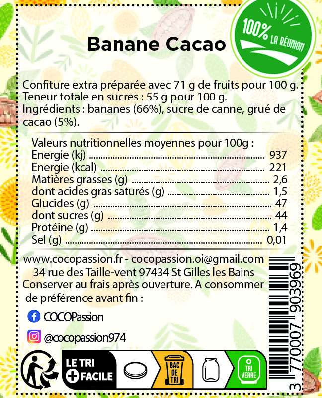 Confiture extra / Banane Cacao