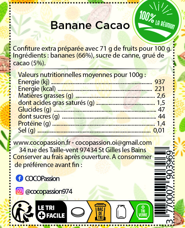 Confiture extra / Banane Cacao