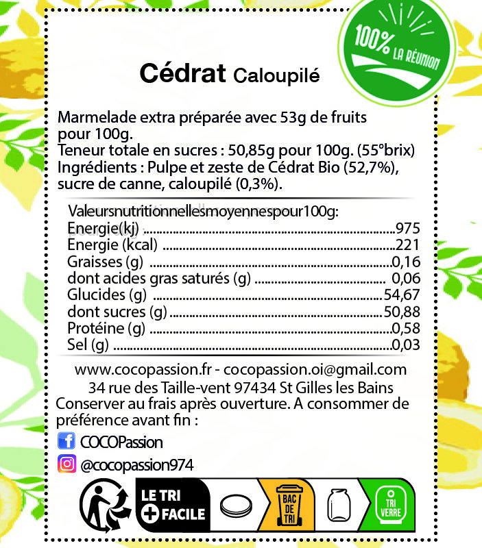Marmelade de Cédrat caloupilé