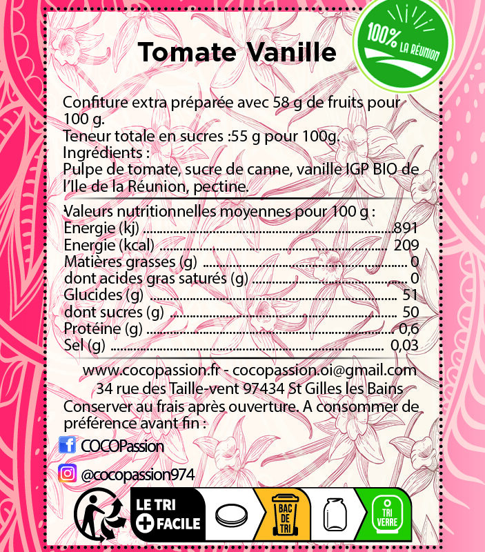 Confiture extra / Tomate Vanille