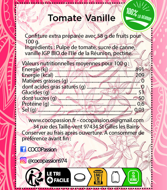 Confiture extra / Tomate Vanille