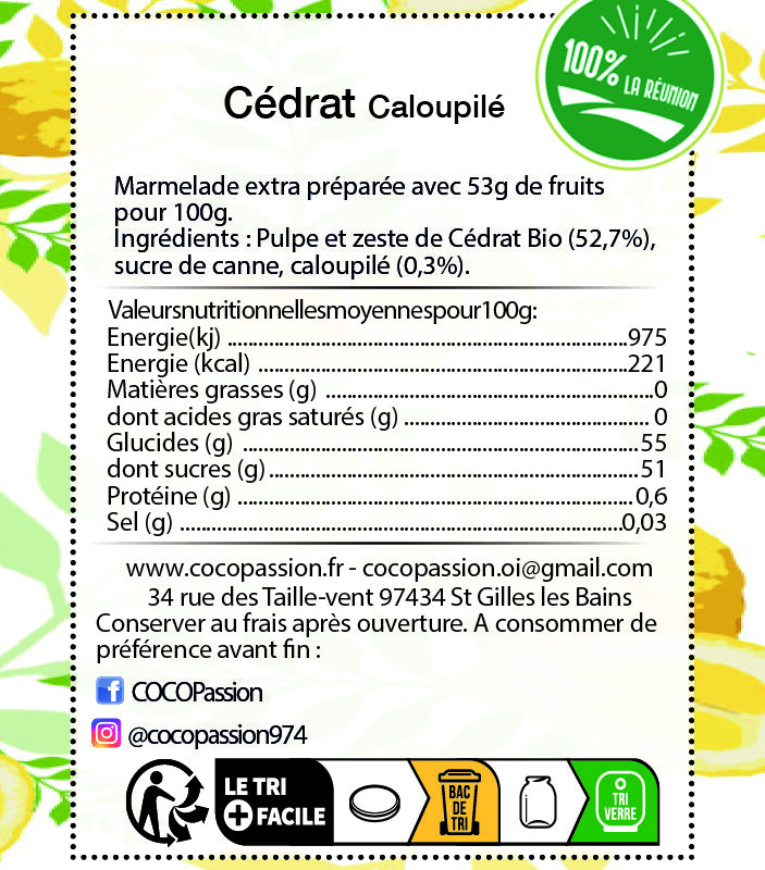 Marmelade extra / Cédrat caloupilé