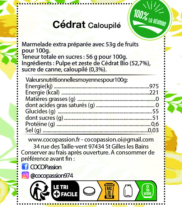 Marmelade extra / Cédrat caloupilé