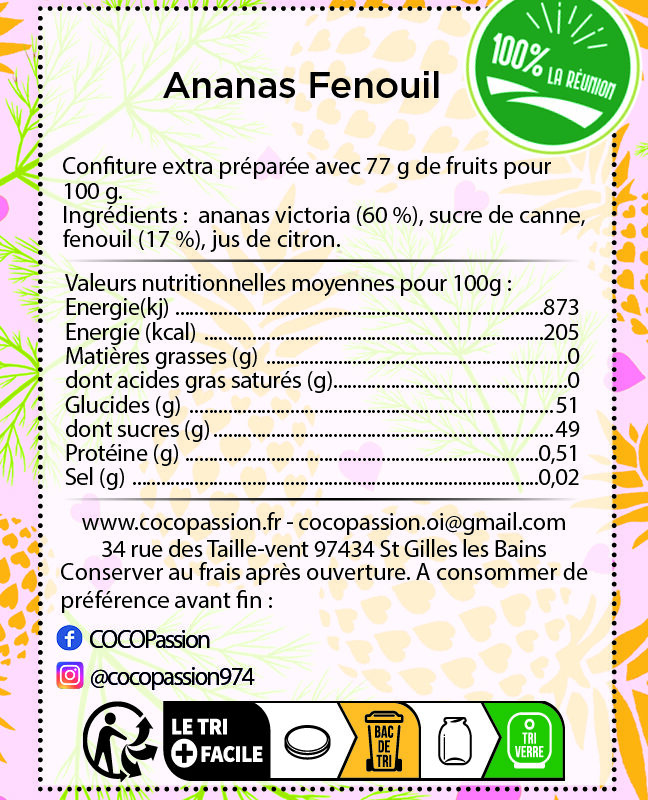 Confiture extra / Ananas Fenouil