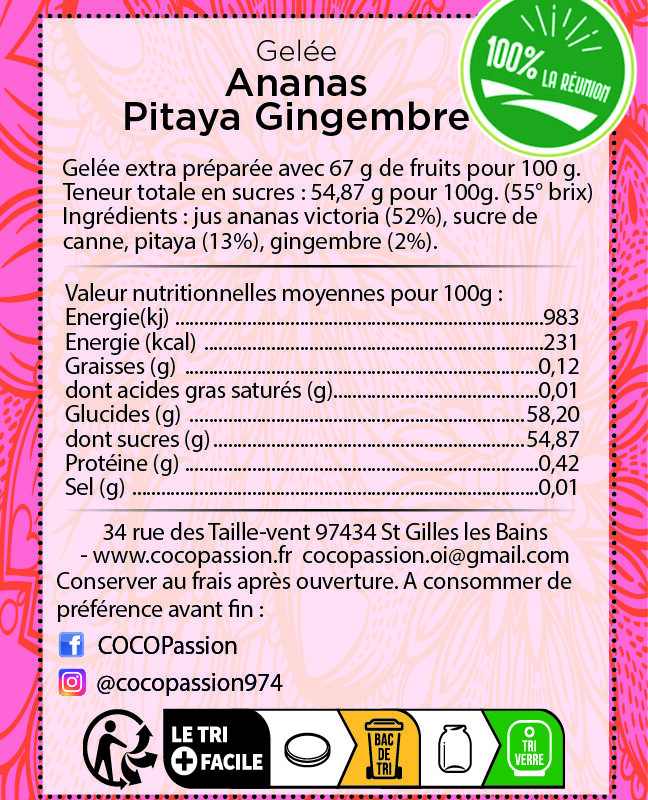 Gelée Ananas Pitaya Gingembre