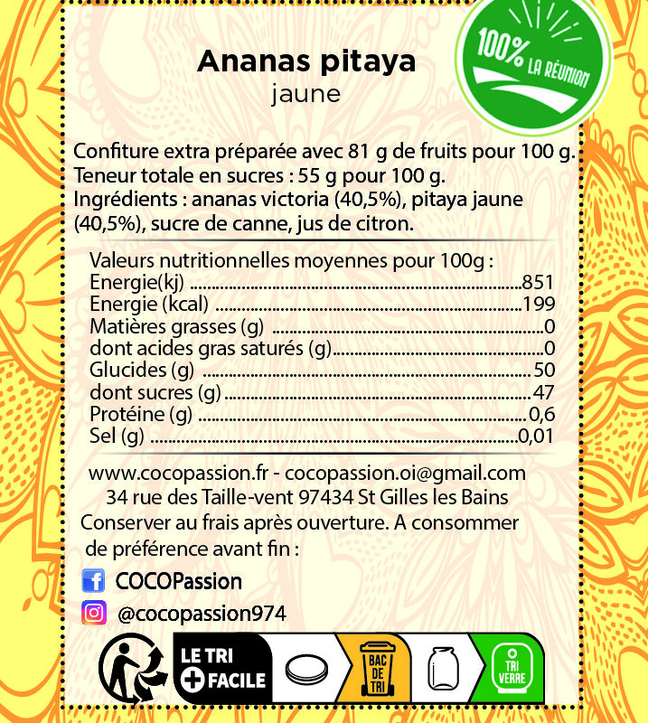 Confiture extra / Ananas Pitaya Jaune