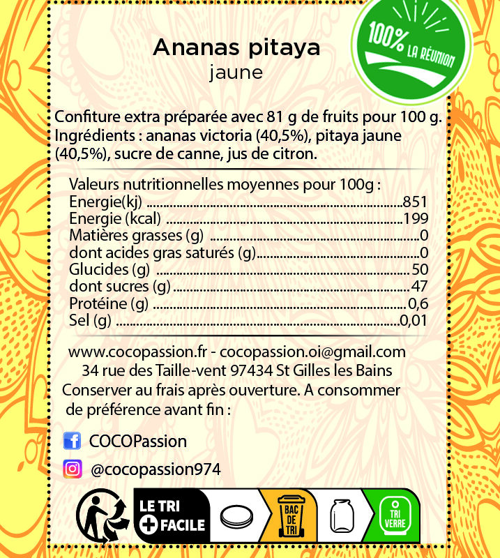 Confiture extra / Ananas Pitaya Jaune