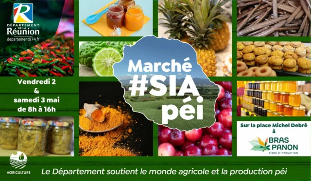 Ce samedi 3 mai, direction l’Est !  De 8h à 16h, retrouvez-nous sur la place Michel Debré à Bras Panon pour le marché SIA péi, aux côtés du departement974 qui soutient fièrement le monde agricole et la production locale 100% La Réunion  On quitte l’Ouest pour venir à votre rencontre, avec nos confitures péi prêtes à être dégustées !  C’est l’occasion parfaite pour (re)découvrir notre joli stand, tout droit sorti du Salon de l’Agriculture à Paris – cette fois-ci sous le soleil de l’Est !  Venez papoter, goûter, partager !
Nou la fé le déplacement pou zot, alors n’hésite pas, viens faire un ti tour !  #ConfiturePéi #SIAPéi #BrasPanon #ProductionLocale #produitslocaux #sia #epiceriefine #confitures #marmelade #gelee #agriculteur #agricultrice #gastronomie #gastronomiefrancaise